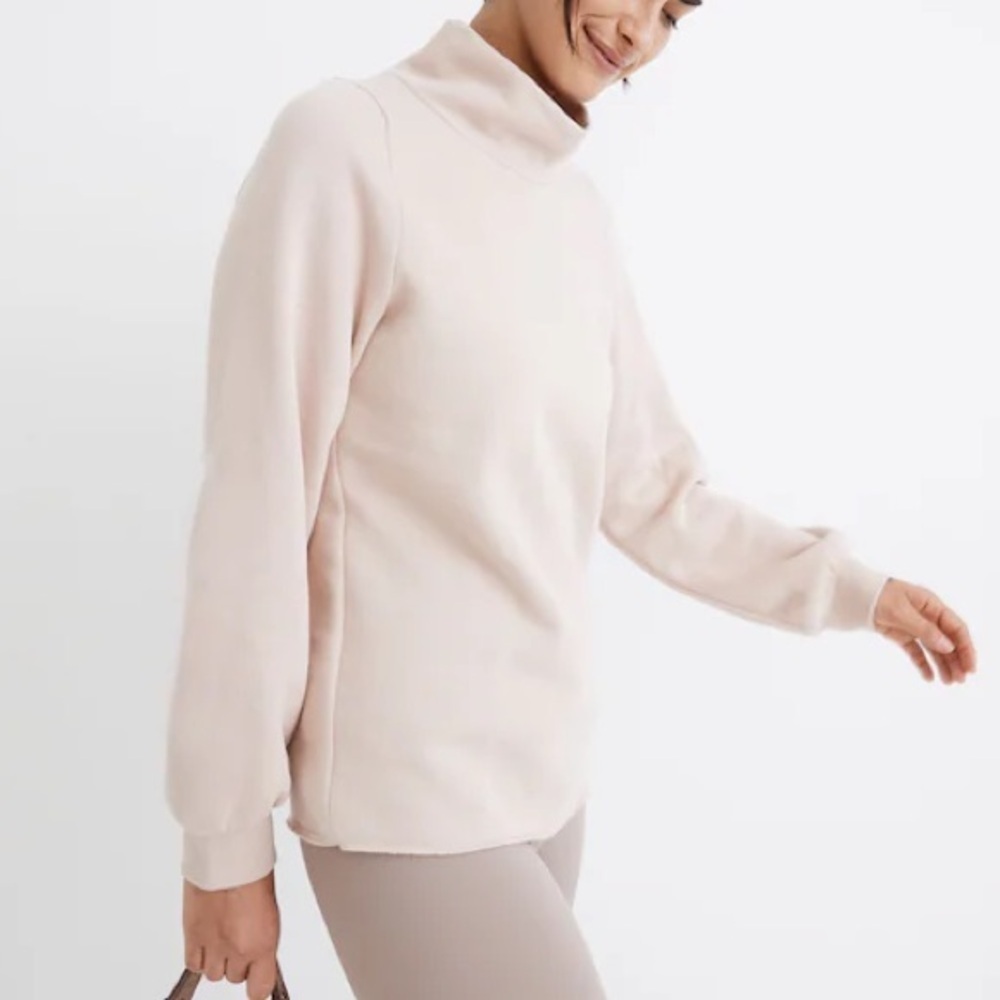 MWL Madewell Betterterry Relaxed Turtleneck Sweatshirt Avalon Pink Medium NC668